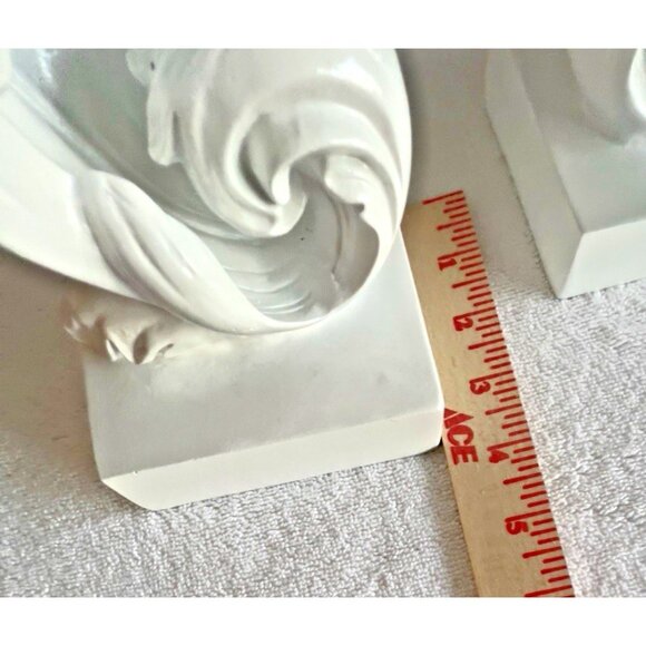 Rococo Baroque Scroll BOOKENDS High Gloss White 8.5"H x 4"W - Picture 7 of 7